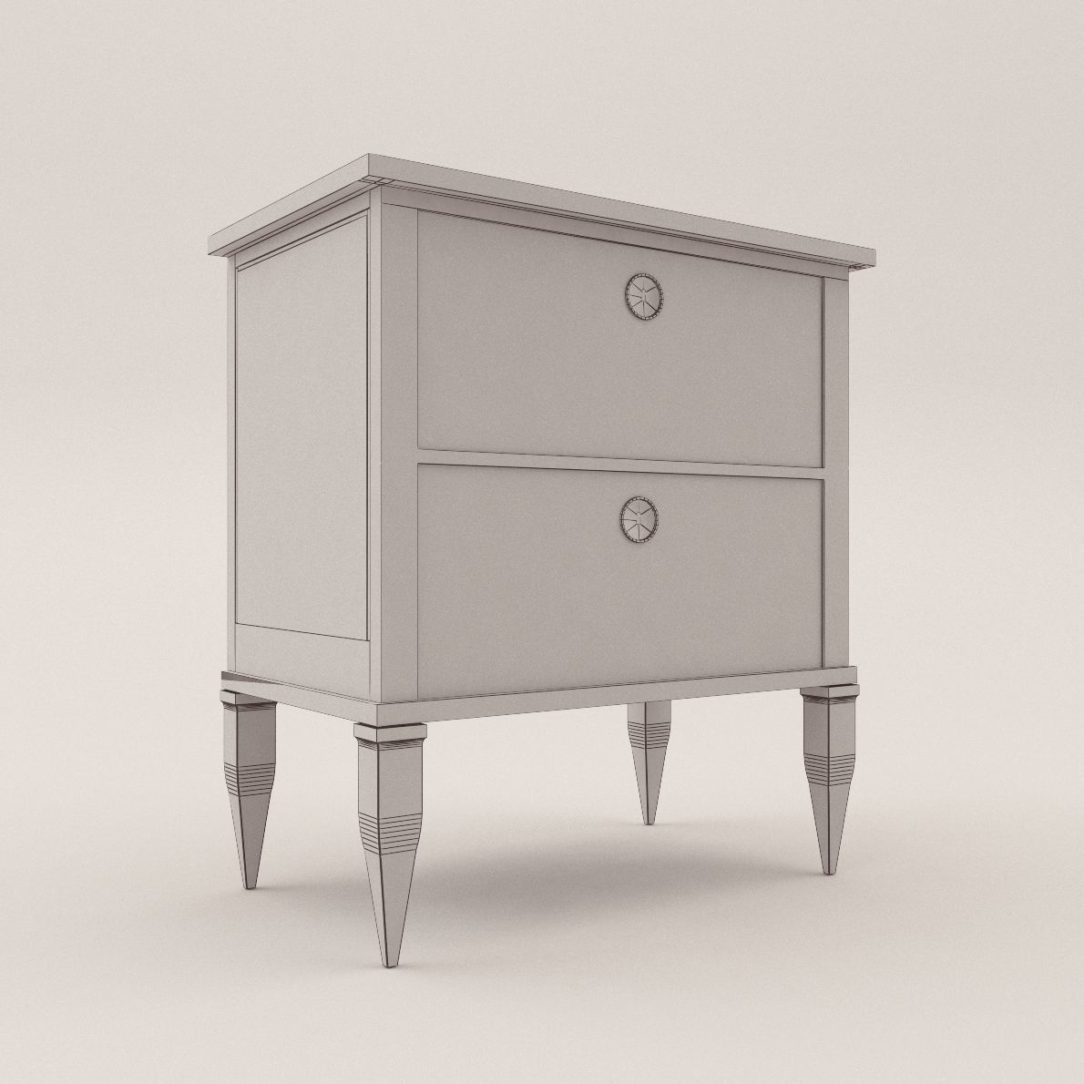 Small commode in classicistic style - Newly painted on softwood  3D model_2