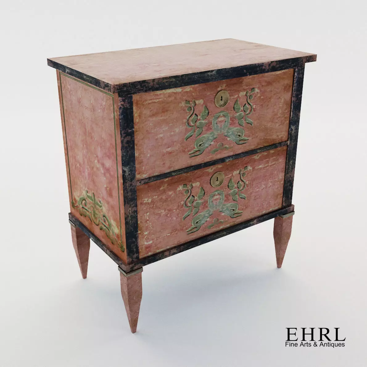 Small commode in classicistic style - Newly painted on softwood  3D model_0