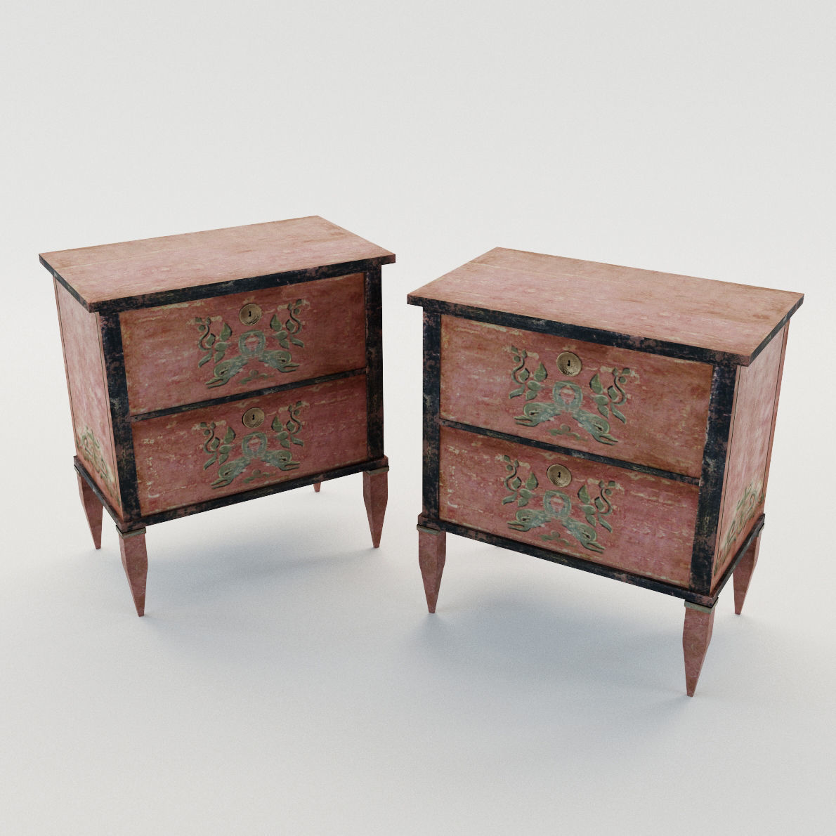 Small commode in classicistic style - Newly painted on softwood  3D model_1