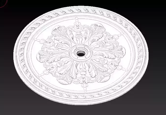 Rose 2 ceiling medallion with ornate design 3D model