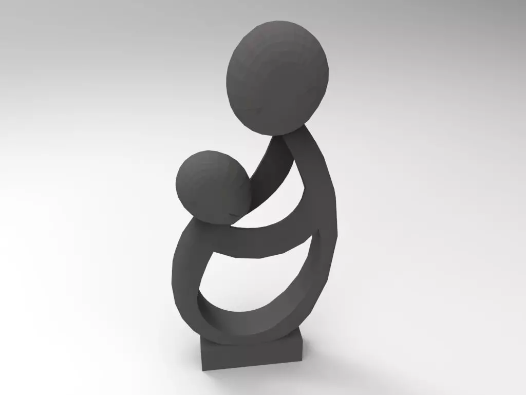 Mother and Child sculpture Low-poly 3D model_0