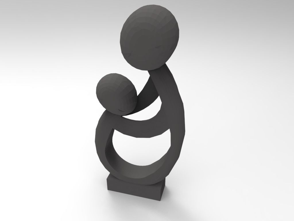 Mother and Child sculpture Low-poly 3D model_1