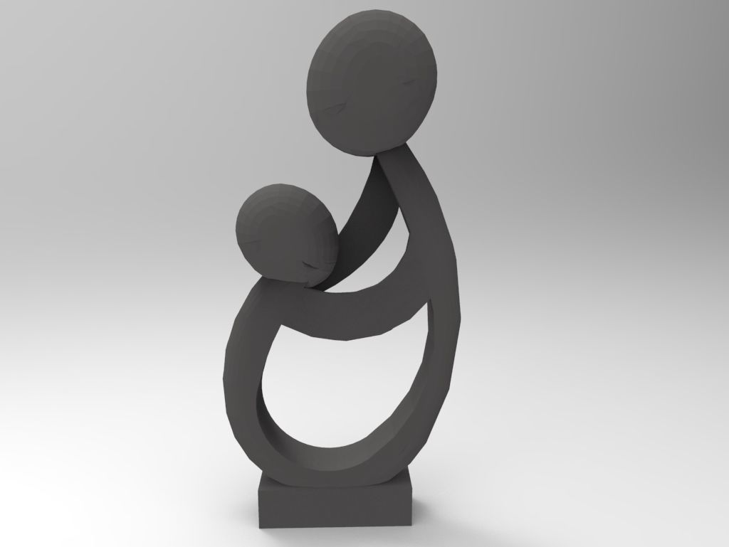 Mother and Child sculpture Low-poly 3D model_2