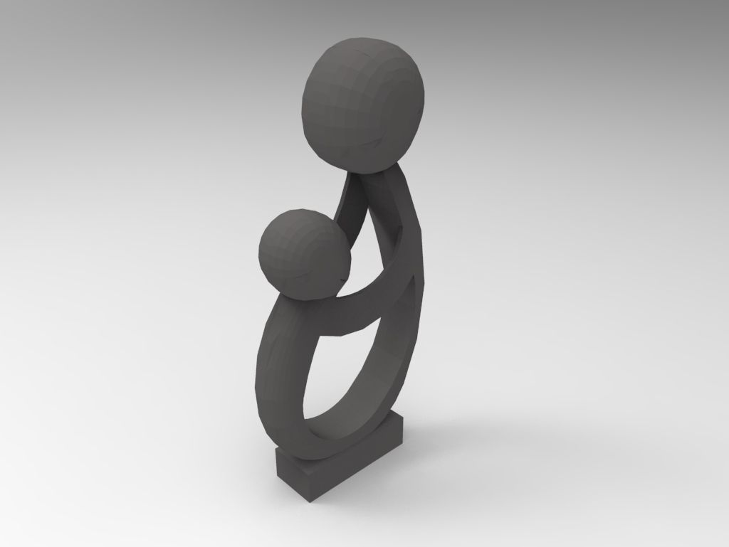 Mother and Child sculpture Low-poly 3D model_3