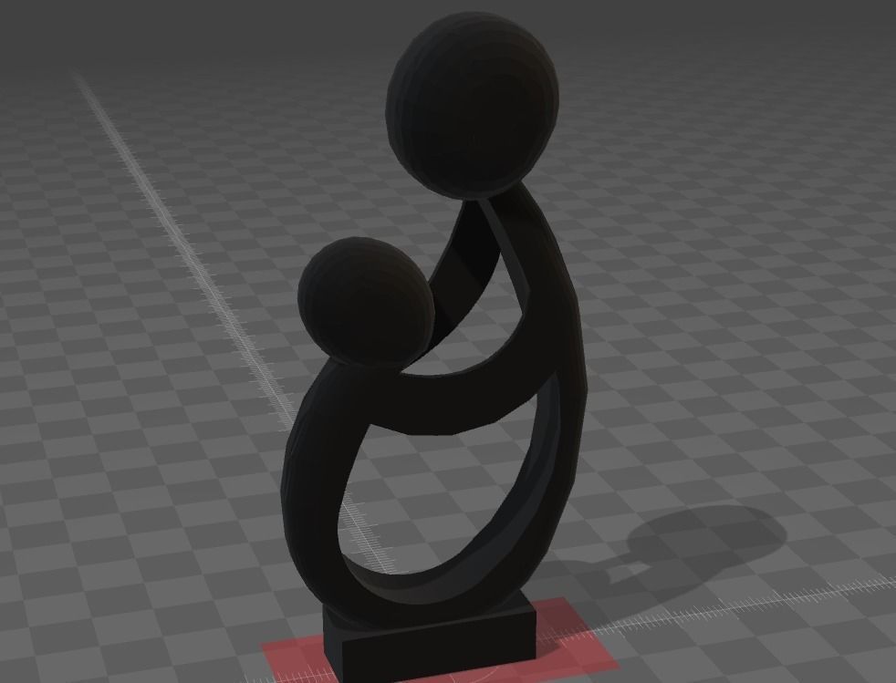 Mother and Child sculpture Low-poly 3D model_4