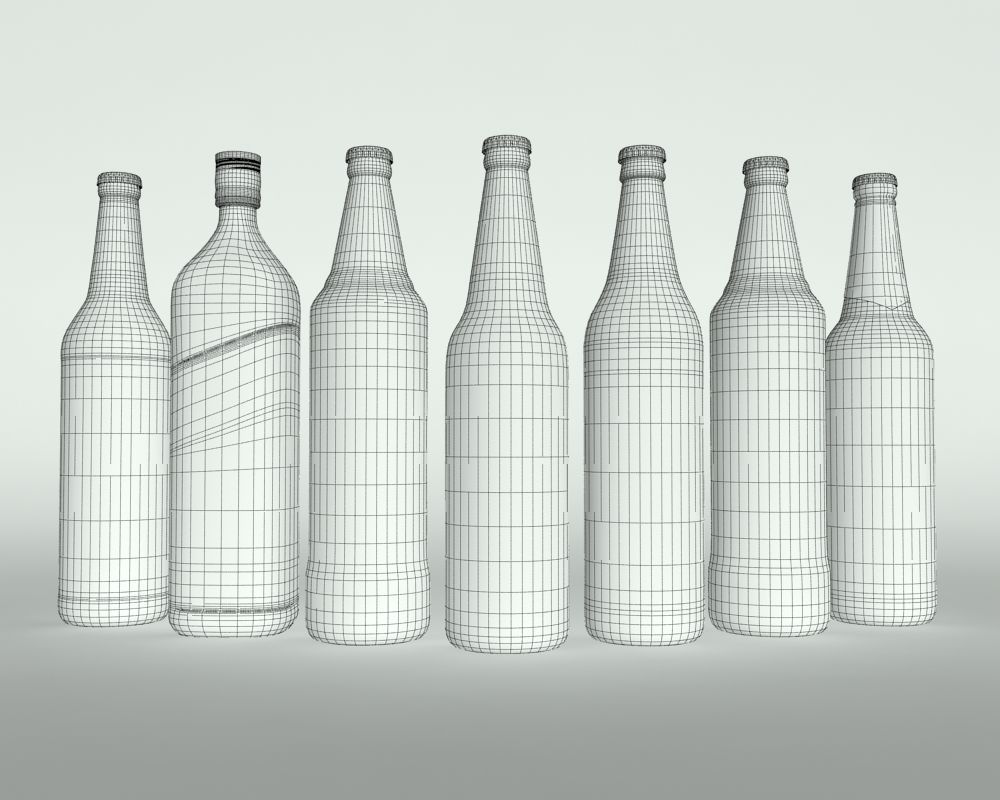 Bottles Collection empty beer bottle 3D model_1