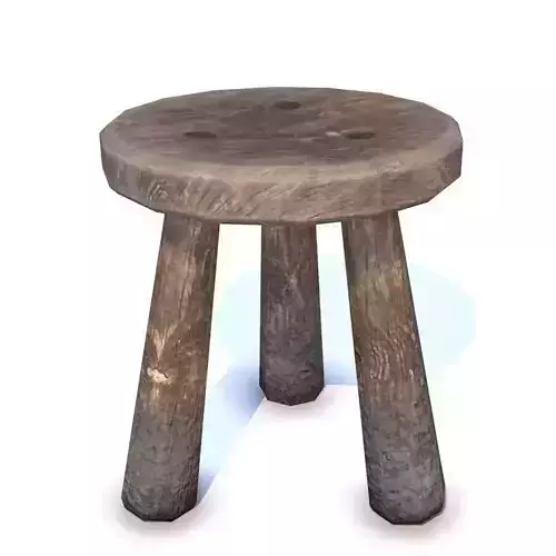 Wood Stool Low-poly 3D model