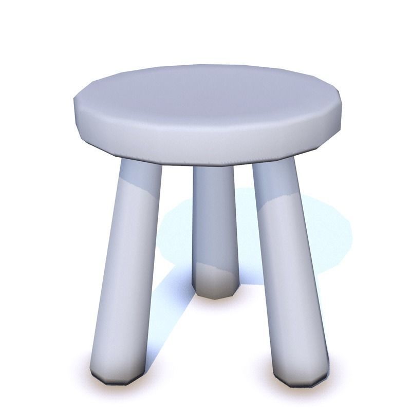 Wood Stool Low-poly 3D model_3