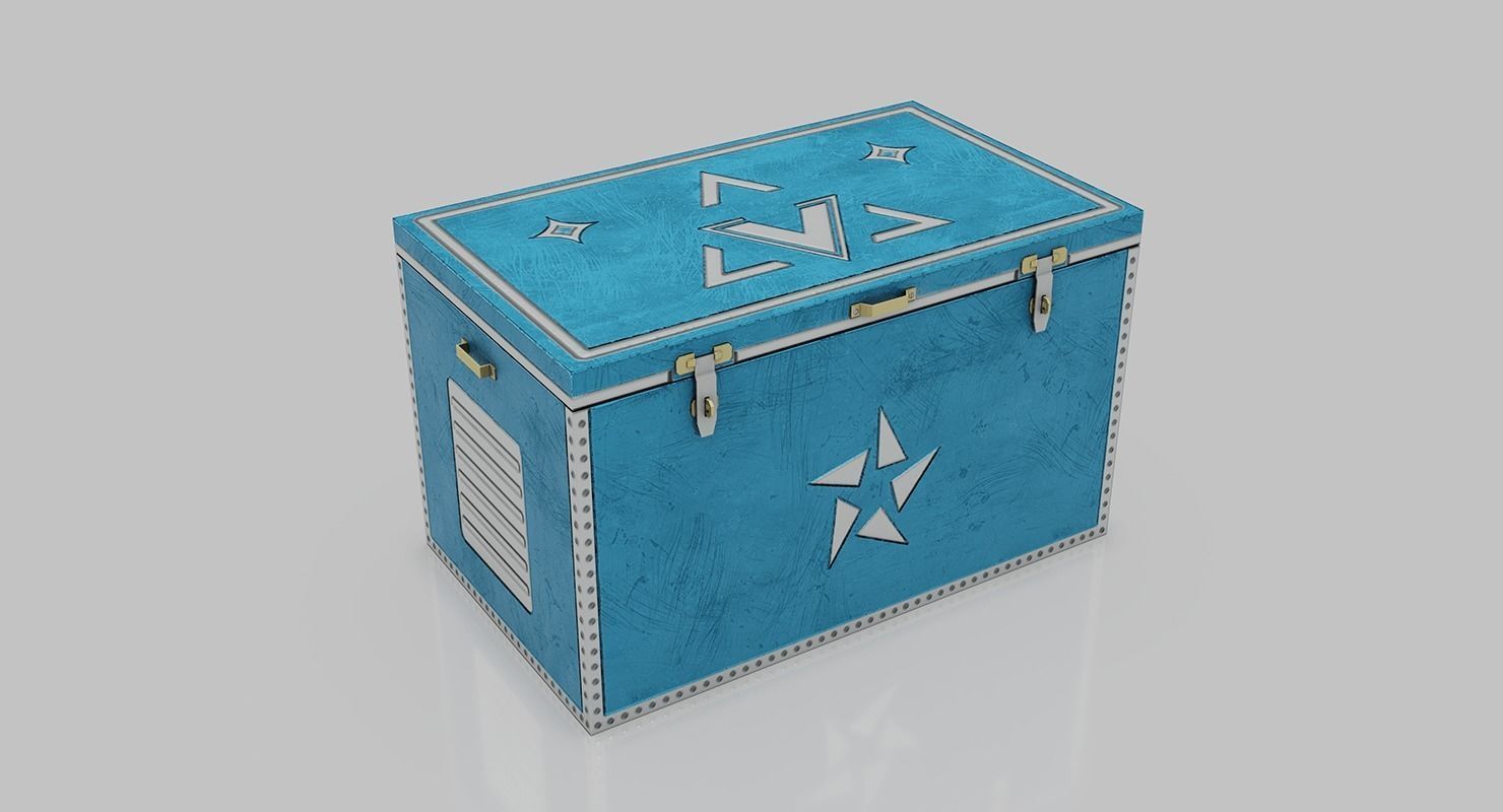 Trunk box with stars Low-poly 3D model_7