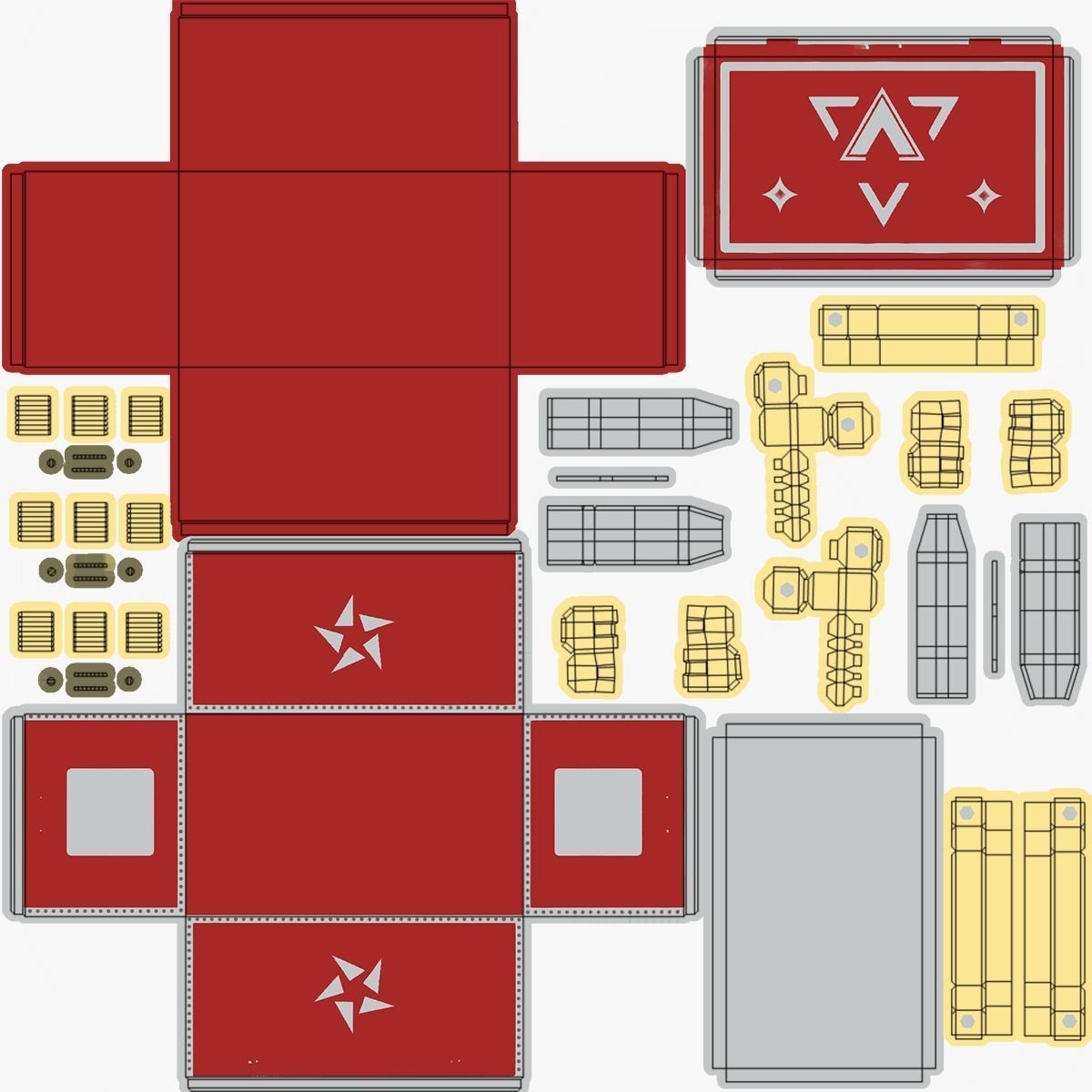 Trunk box with stars Low-poly 3D model_13