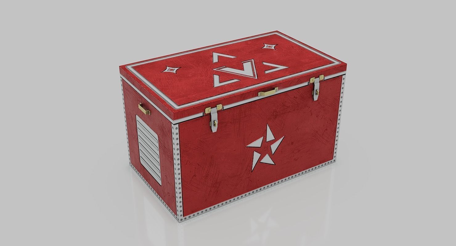 Trunk box with stars Low-poly 3D model_3