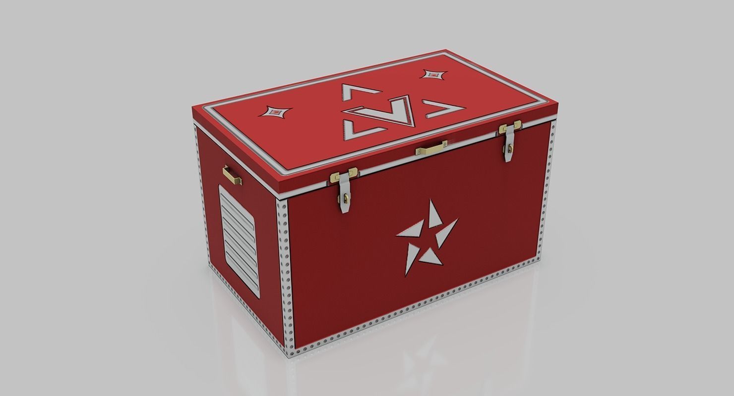 Trunk box with stars Low-poly 3D model_4