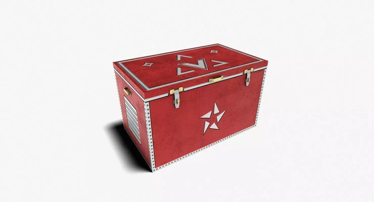 Trunk box with stars Low-poly 3D model_0