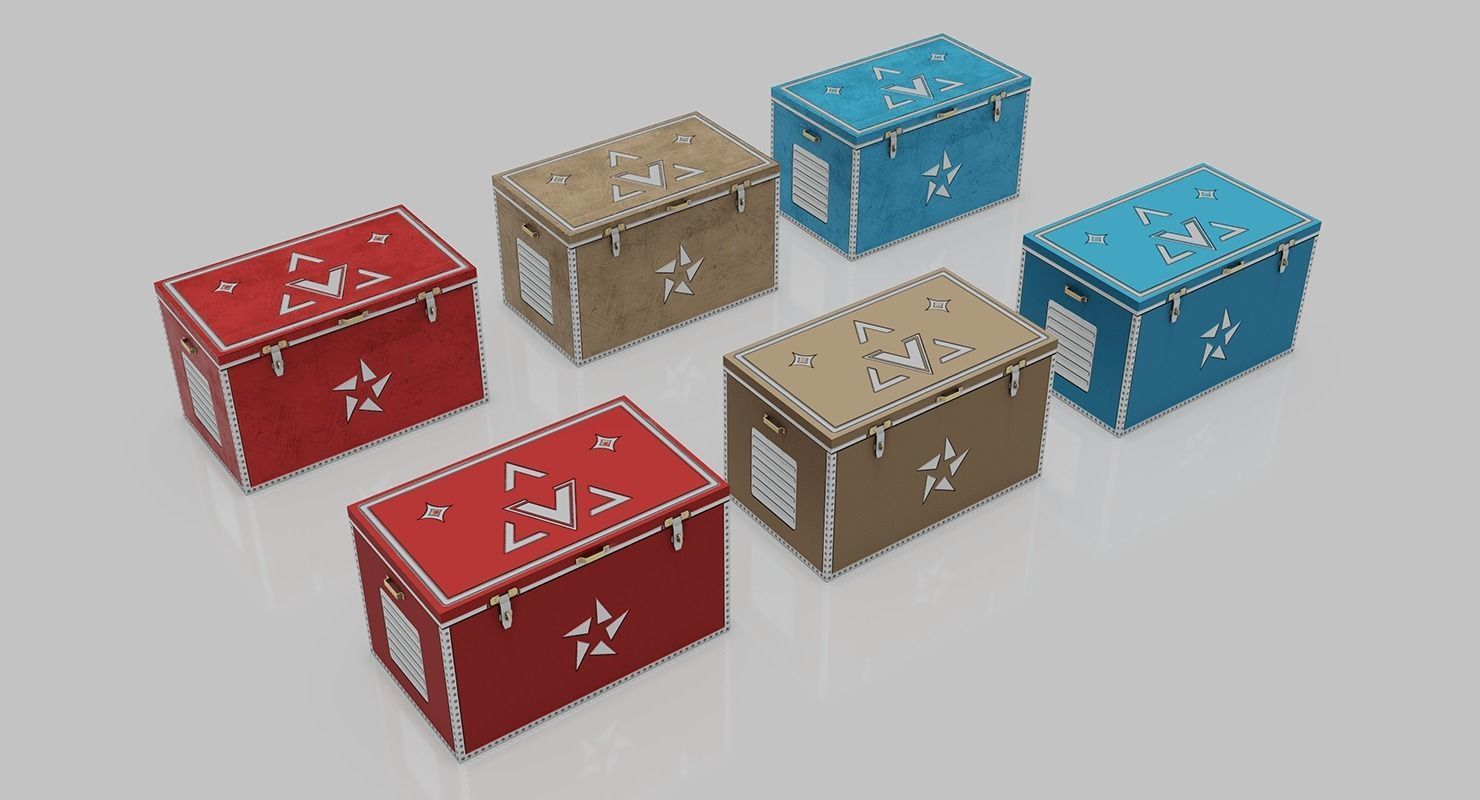 Trunk box with stars Low-poly 3D model_10