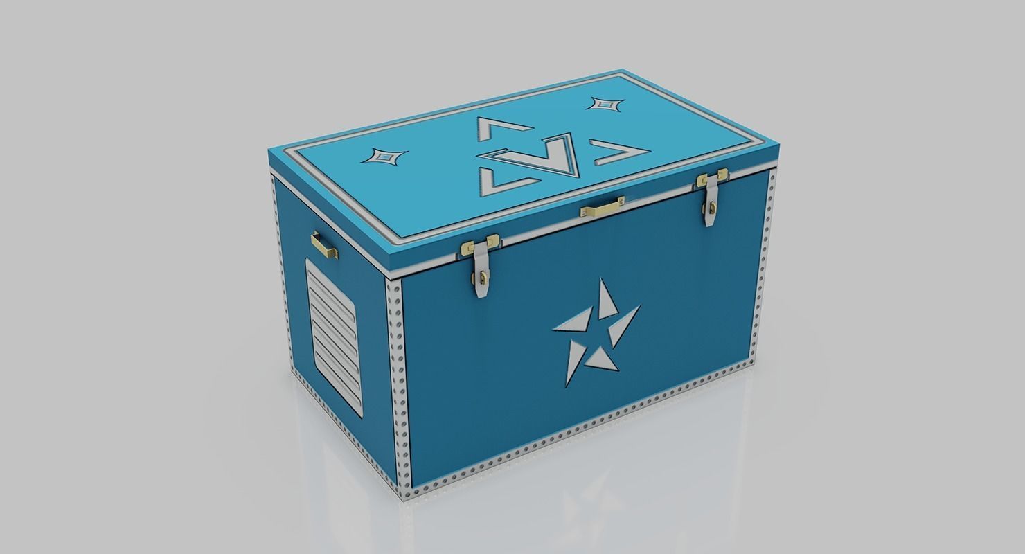 Trunk box with stars Low-poly 3D model_8