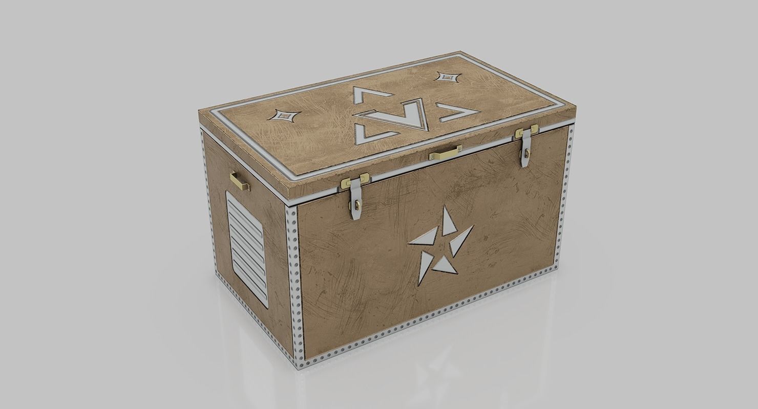 Trunk box with stars Low-poly 3D model_5