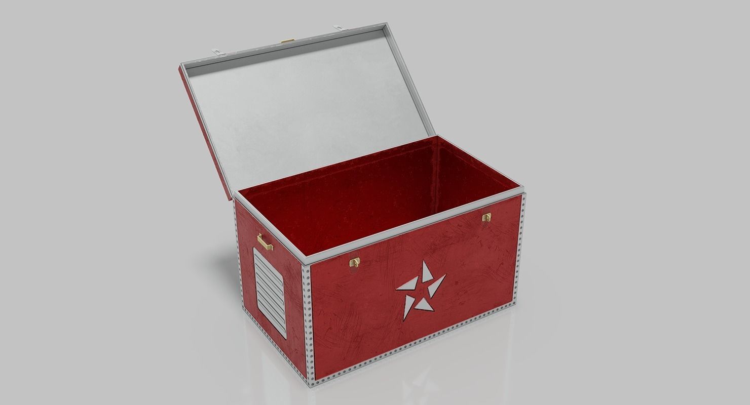 Trunk box with stars Low-poly 3D model_9
