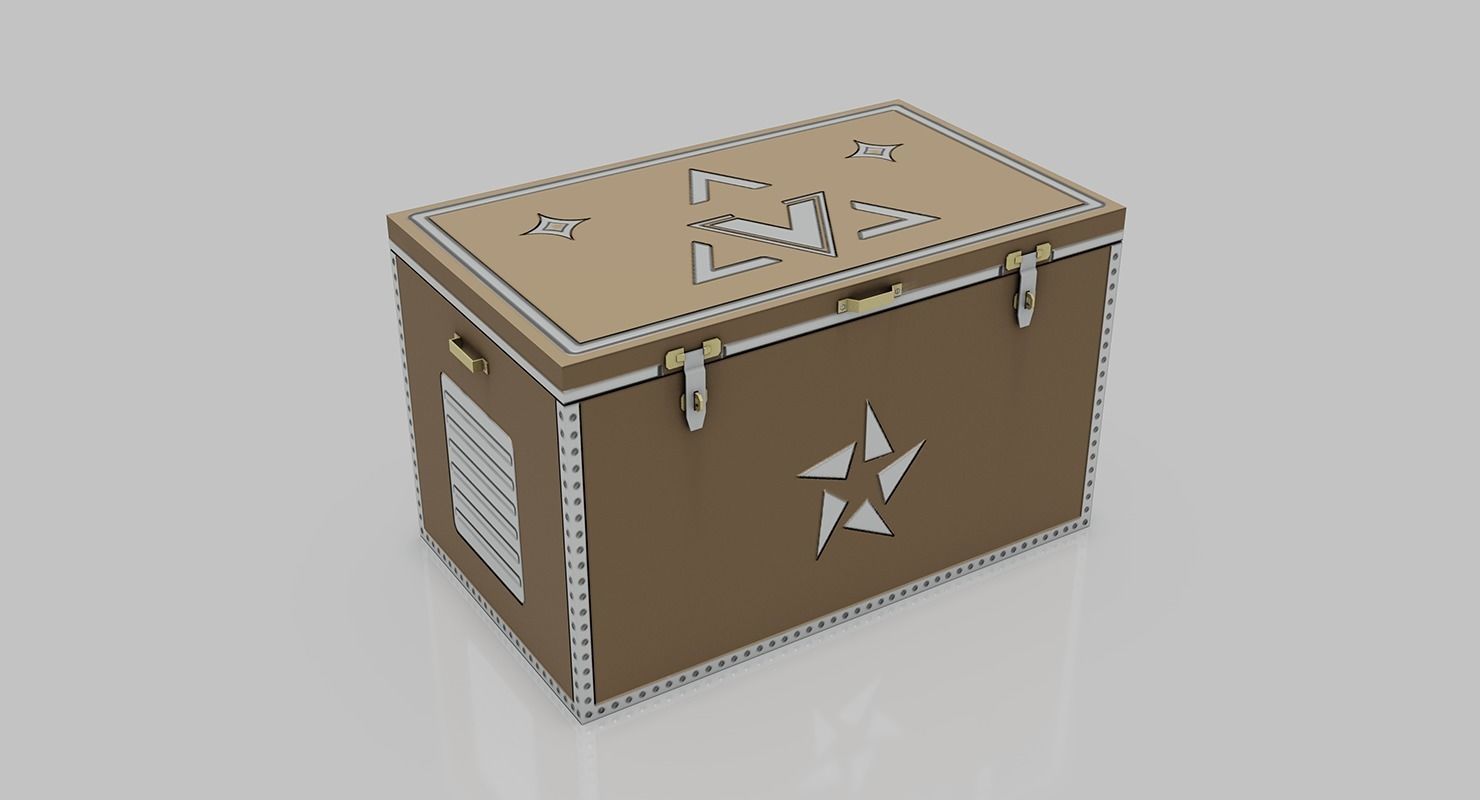 Trunk box with stars Low-poly 3D model_6