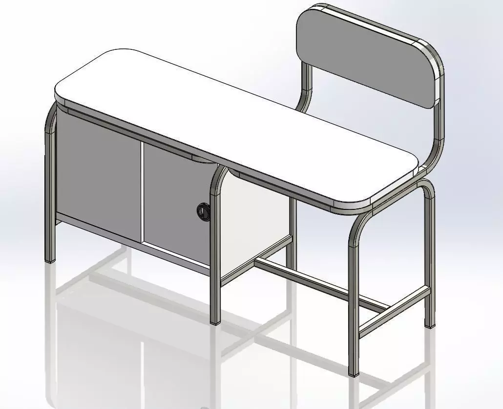 Operator Chair cum Bench with Locker Free 3D model