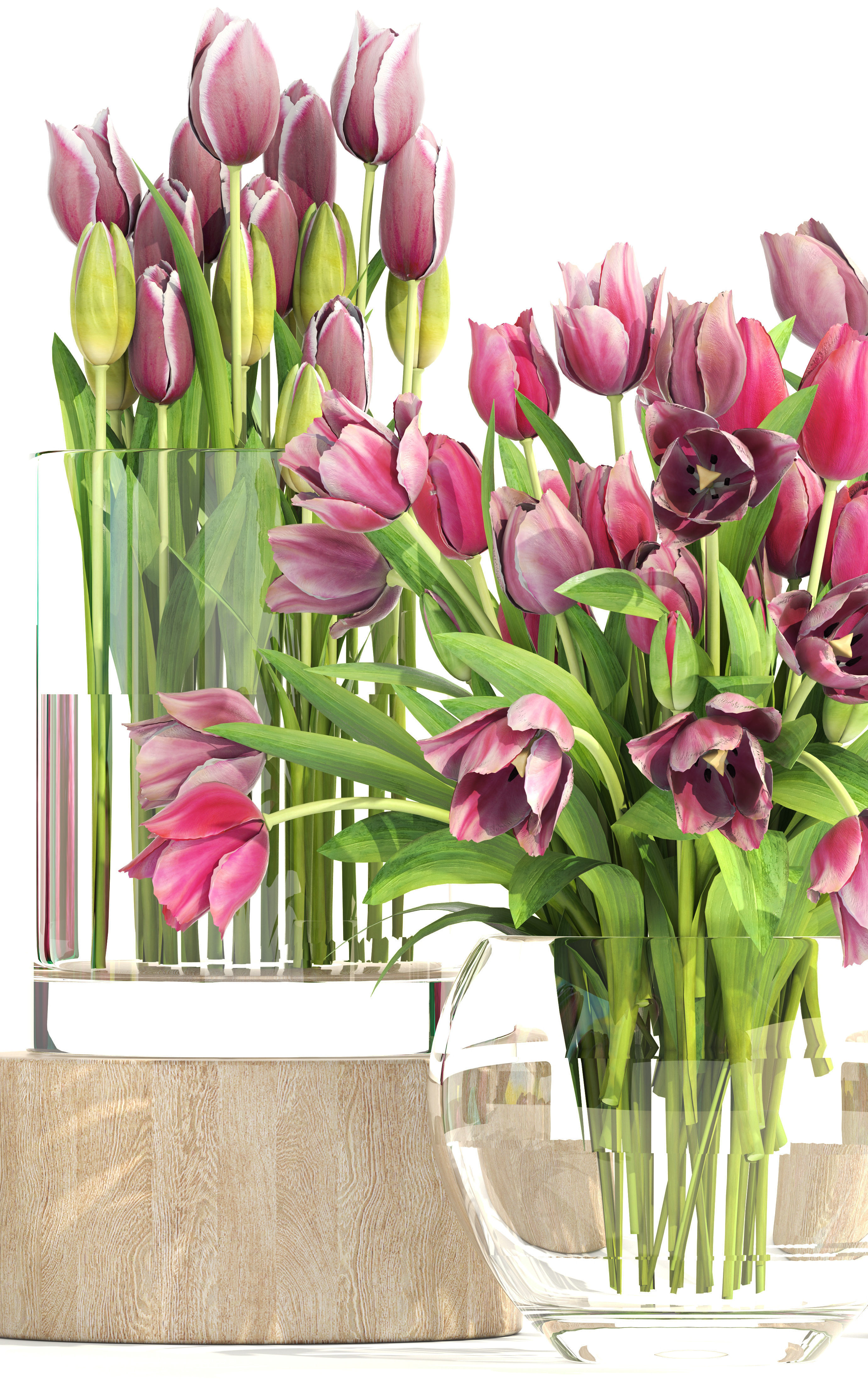 Bouquet of tulips 3 pieces 3D model_9