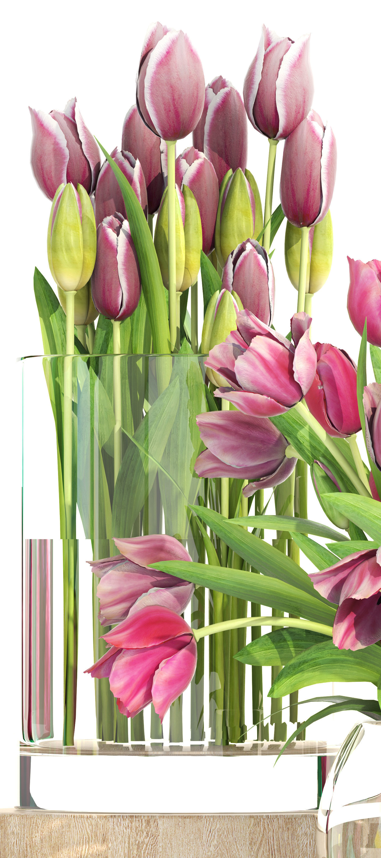 Bouquet of tulips 3 pieces 3D model_5