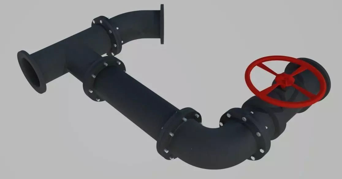 Pipes pipe with handle Free low-poly 3D model