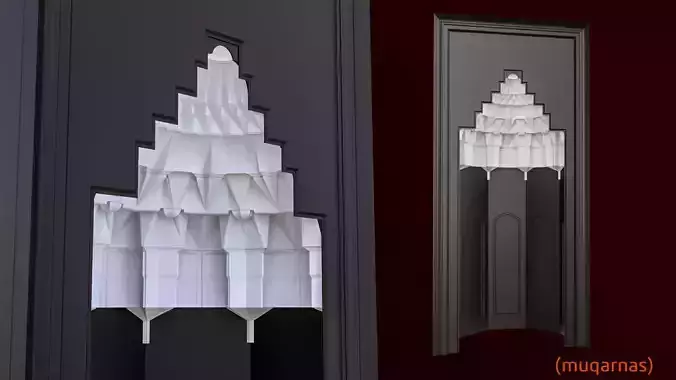 muqarnas door with curtains 3D model