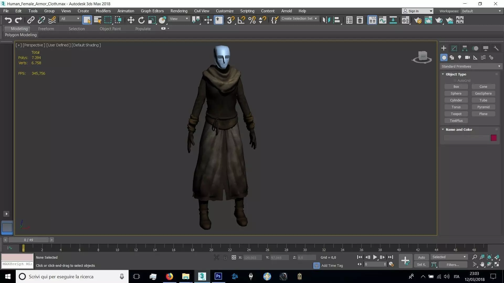 Human Female Farmer Clothes Low-poly 3D model