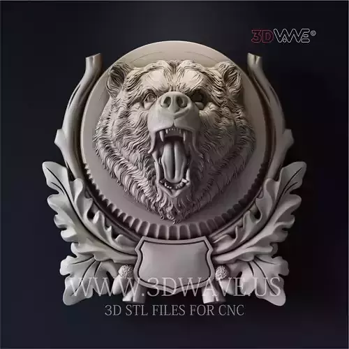 BEAR TROPHY WALL DECOR 3d stl files for CNC 3D print model