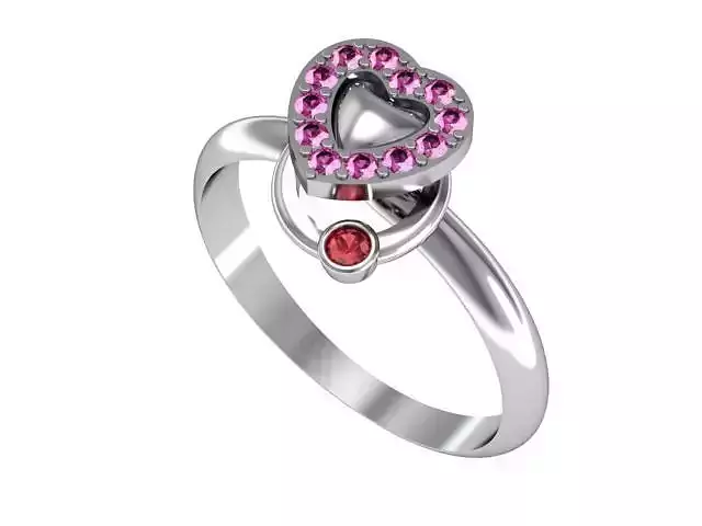 Ring Diamond Heart 3D print model