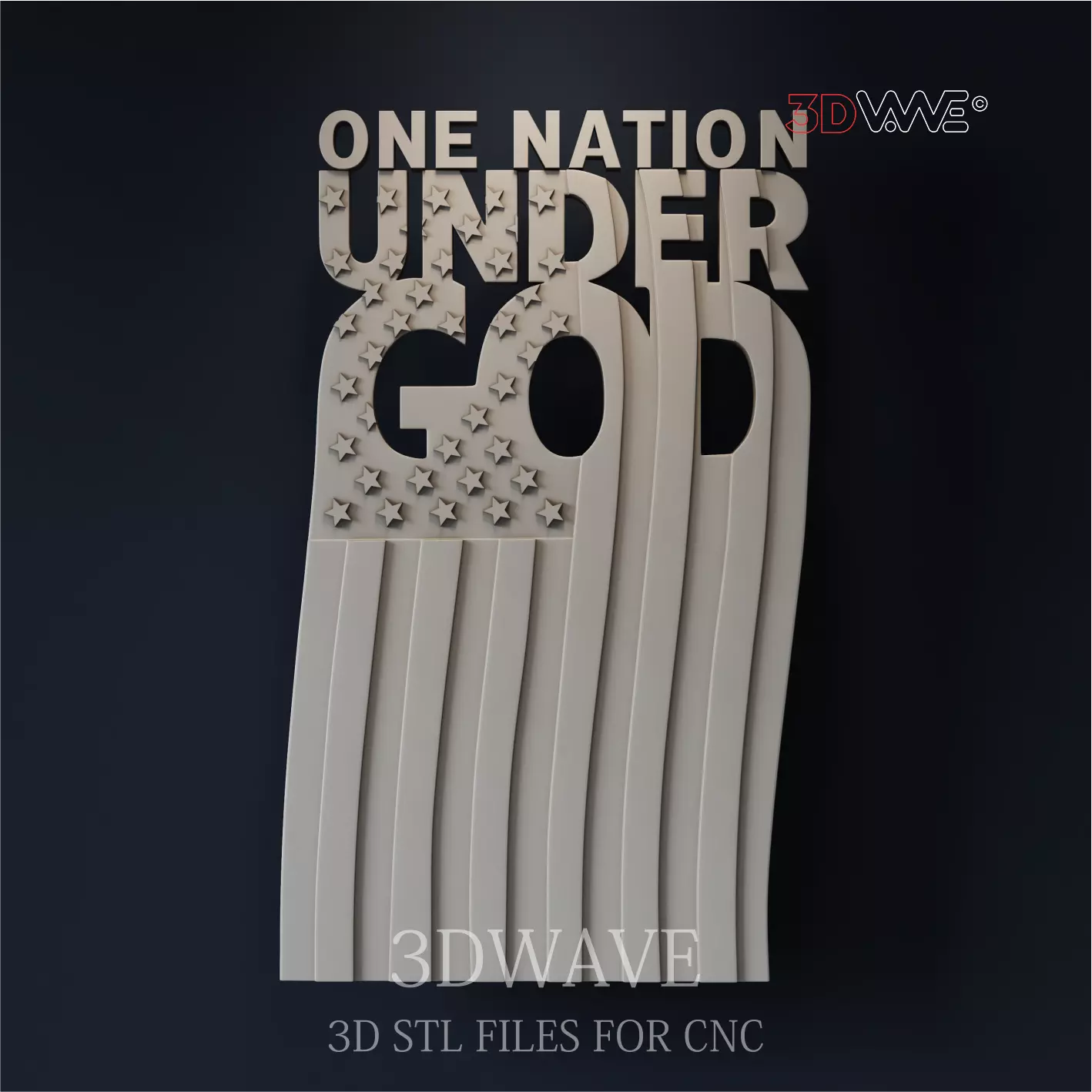 AMERICAN FLAG 3d stl files for CNC 3D print model