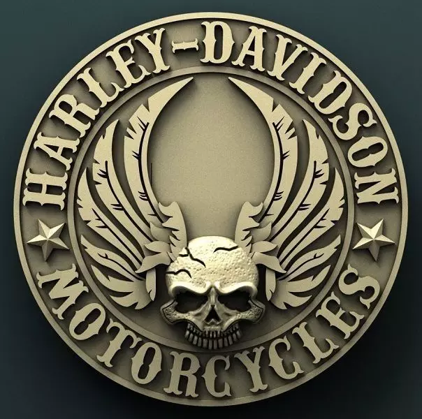 Harley Davidson medallion 3d stl model for cnc 3D print model 3D print model_0