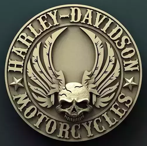 Harley Davidson medallion 3d stl model for cnc 3D print model 3D print model