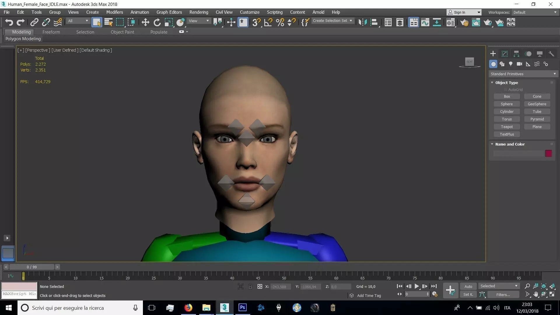 Human Female Head Low-poly 3D model_0