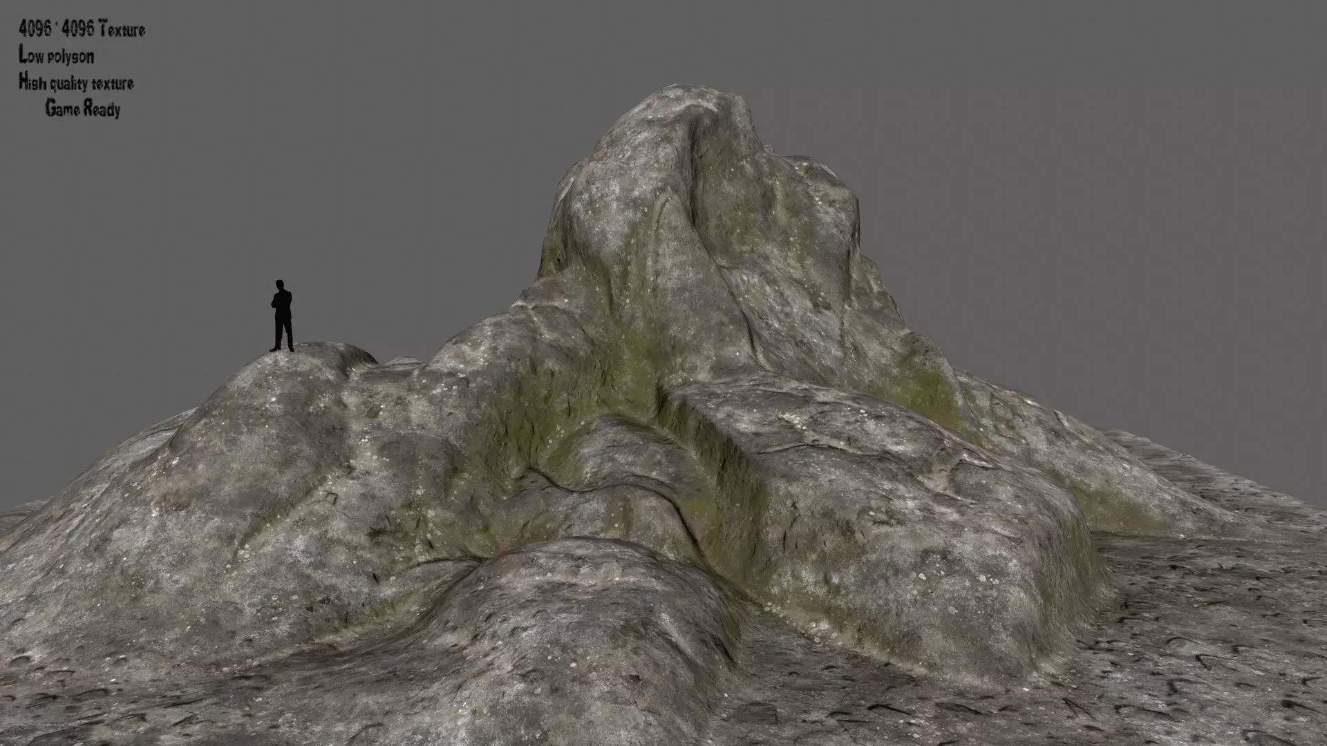 rocks 1 mountain with person Low-poly 3D model_0