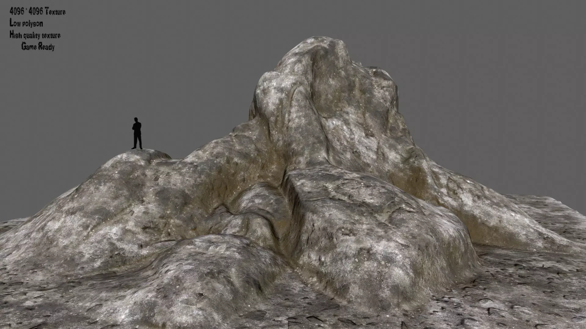rocks 2 mountain with person on top Low-poly 3D model_0