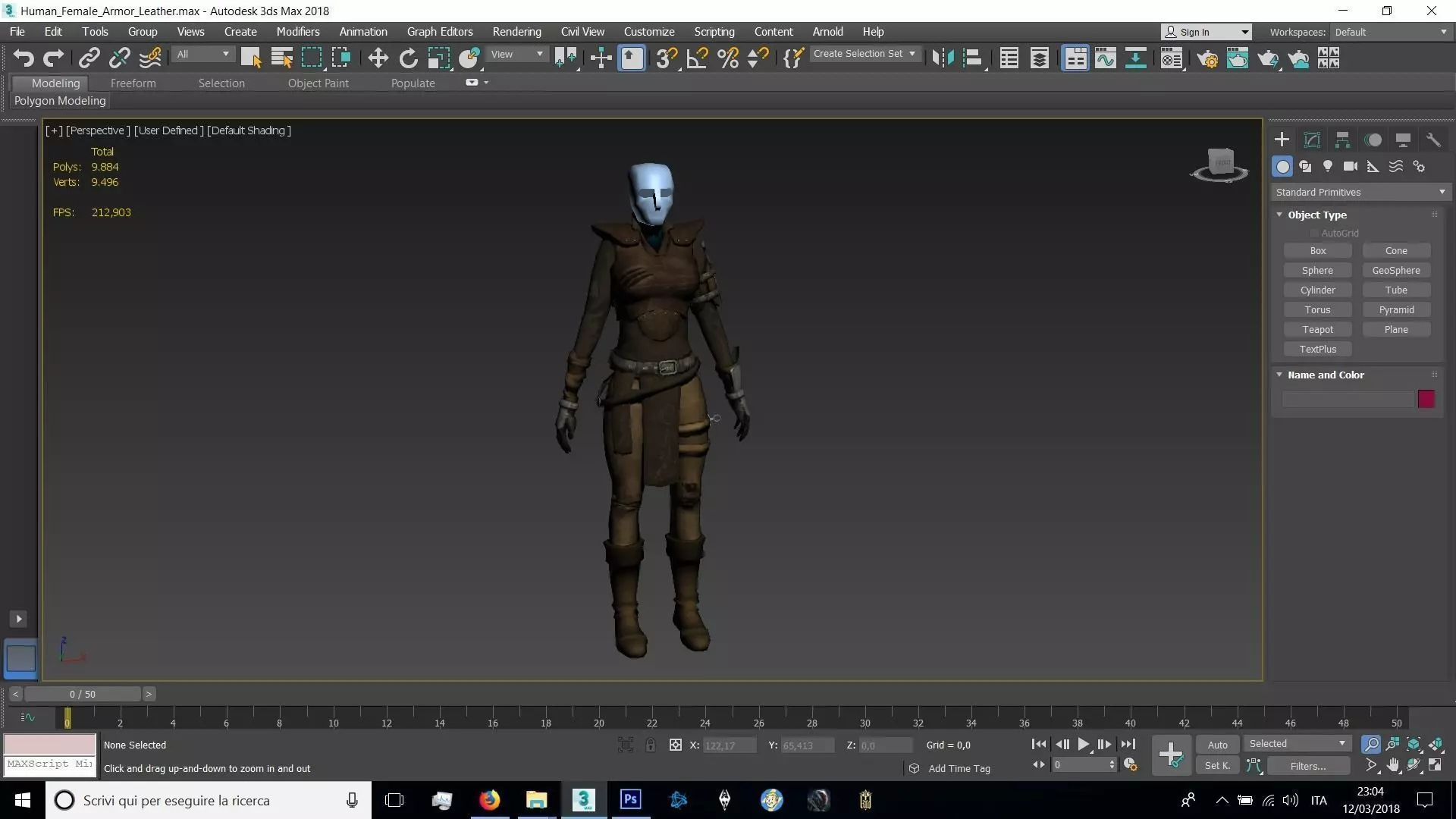 Human Female Leather Armor Low-poly 3D model