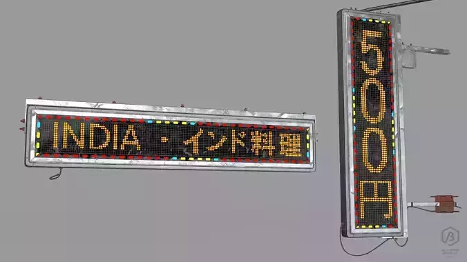Game Ready Japanese Signs Set Neon Signs Sign Led Medium Low-poly 3D model Game Ready Japanese Signs Set Neon Signs Sign Led Medium Low-poly 3D model