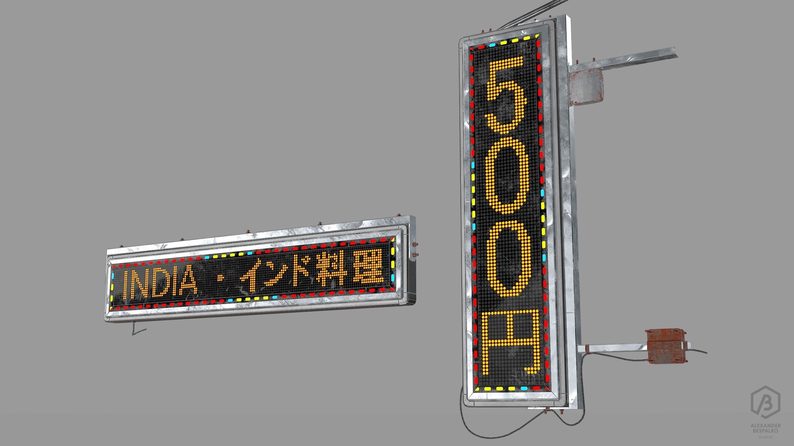 Game Ready Japanese Signs Set Neon Signs Sign Led Medium Low-poly 3D model_2