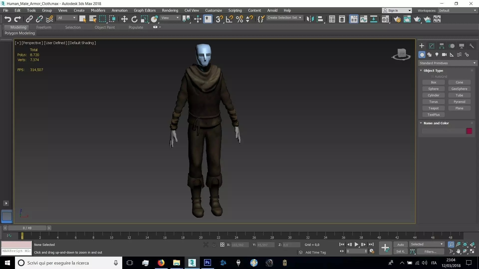 Human Male Farmer Clothes Low-poly 3D model_0