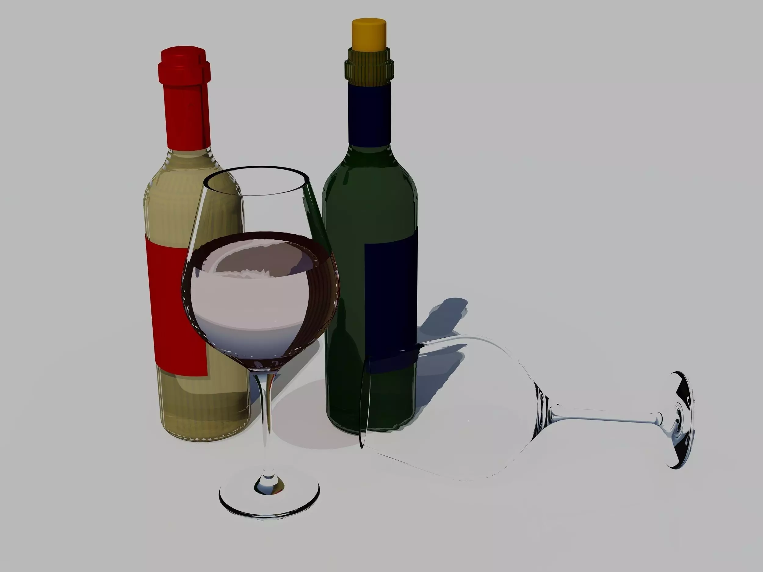 bottles of wine Free 3D model_0