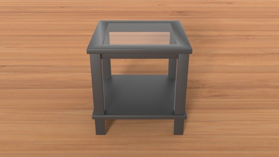 Modern Glass Side Table Low-poly 3D model_3