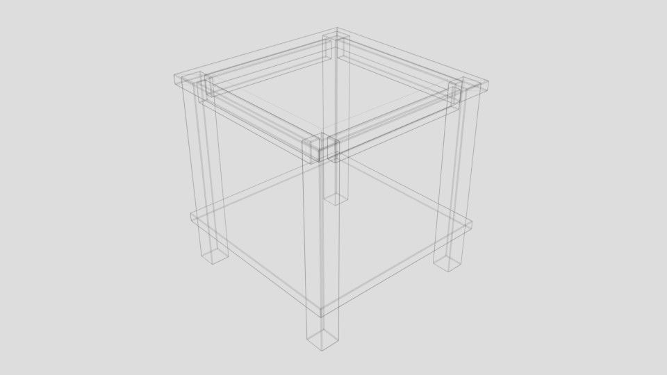 Modern Glass Side Table Low-poly 3D model_5