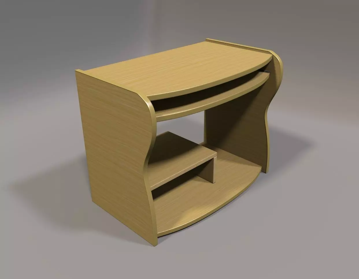 Office Desk Low-poly 3D model_0
