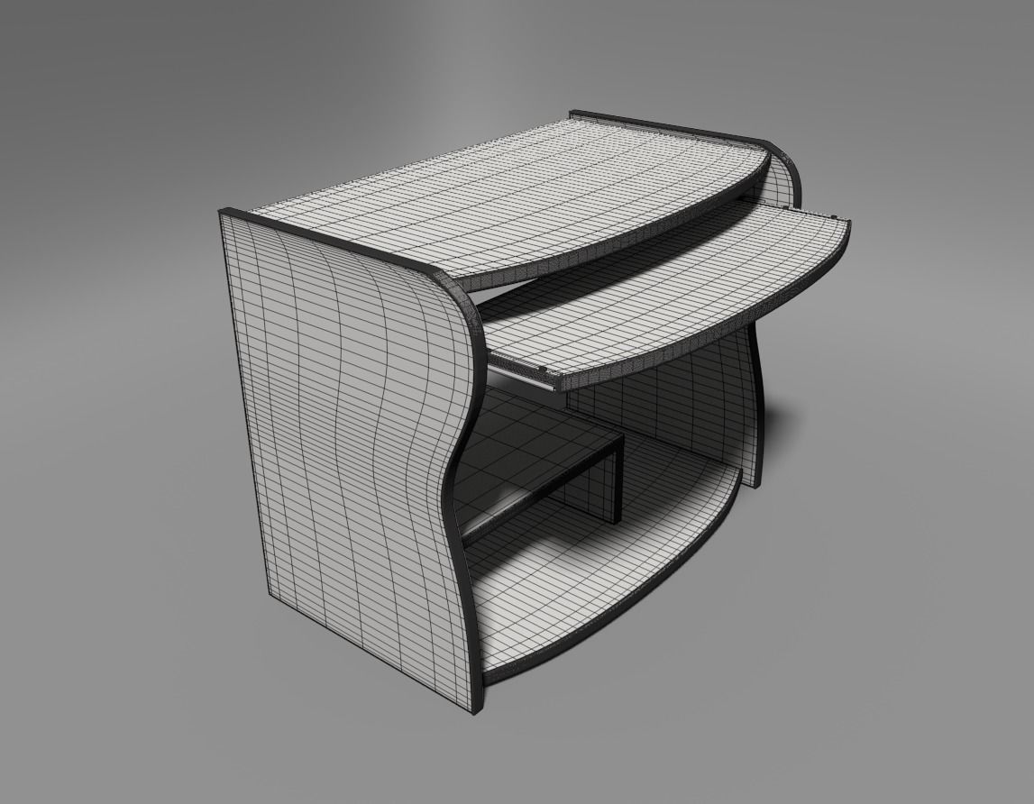 Office Desk Low-poly 3D model_4