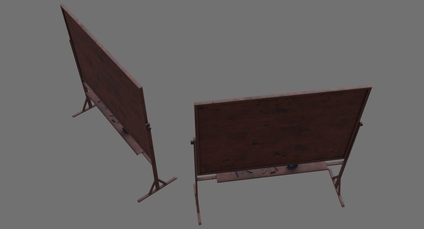 Chalkboard 1B Low-poly 3D model_1