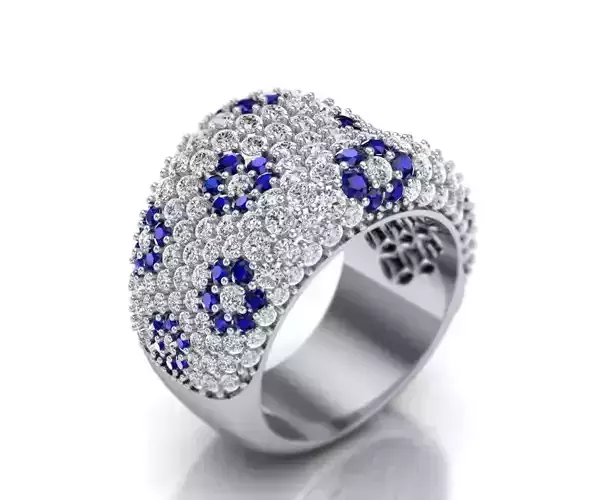 Diamond fashion ring with Blue Sapphires 