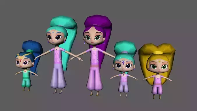 Lowpoly girl characters Free low-poly 3D model