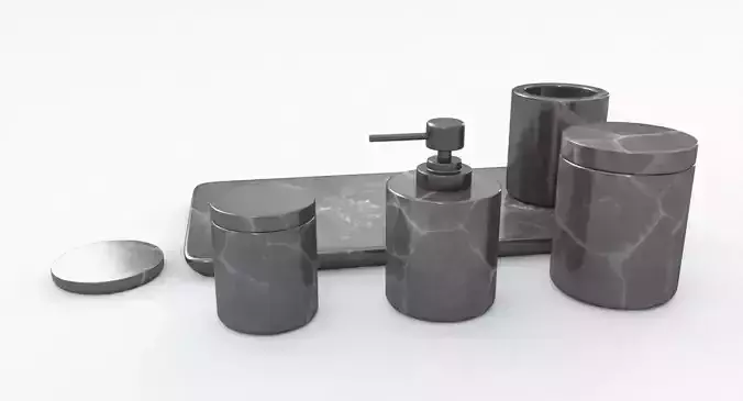 Black Marble Bathroom Accessories Low-poly 3D model