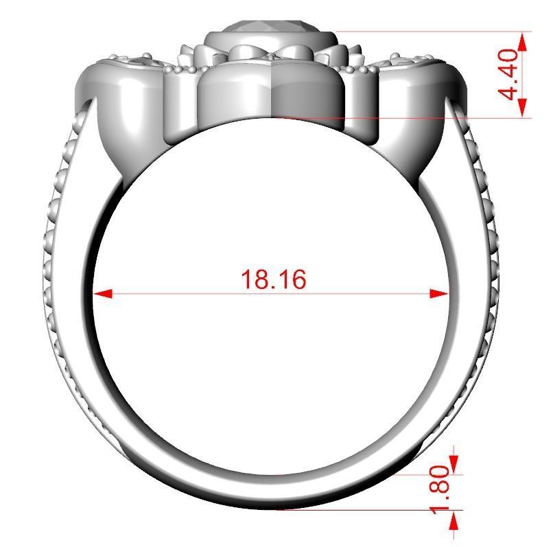 Ring with patterns and diamonds for antiquity 325 3D print model_18